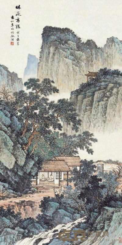 袁松年 1948年作 林泉高隐 立轴 127×63cm