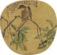 王礼 1870年作 桂花山鸟图 镜片