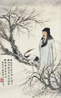 冯超然 1904年作 梅妻鹤子 立轴