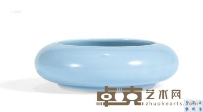 清康熙 天蓝釉镗锣洗 直径12.0cm