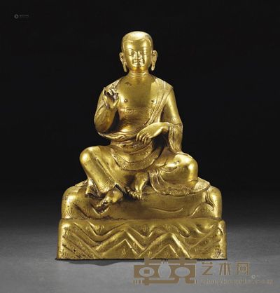 清 铜鎏金密勒日巴坐像 高20.0cm