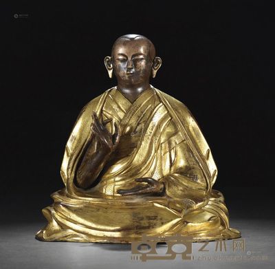 清 铜鎏金上师坐像 高25.3cm