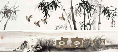 高顺康 许韵高 己巳（1989）年作 出林图 秋烟潇湘图 镜片 34×137cm；22×135cm