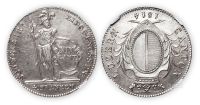 1814年瑞士年卢塞恩4法郎银币一枚