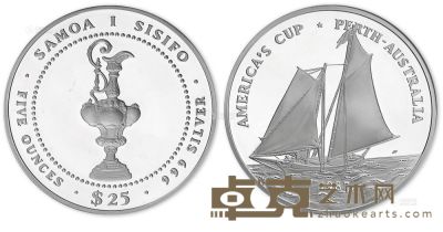 1987年5盎司萨摩亚美洲杯帆船赛纪念银币 --