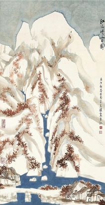 方骏 江山晴雪图 镜心