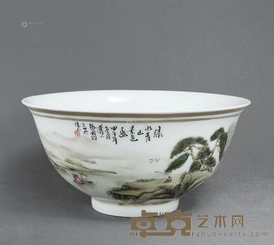 邹国钧 瓷碗 绿水青山 高7.5cm；直径15.7cm