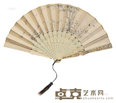 玳瑁粉黄羽毛成扇 28×47cm