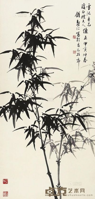 钟寿仁 竹子 镜心 102×49cm