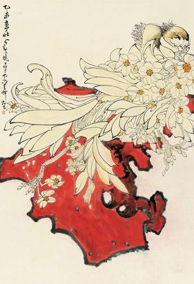 郑乃珖 1955年作 仙石图 立轴