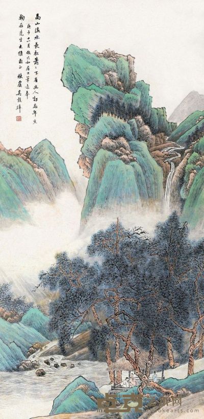 吴穀祥 庚子（1900）年作 松泉客话 立轴 134×66cm