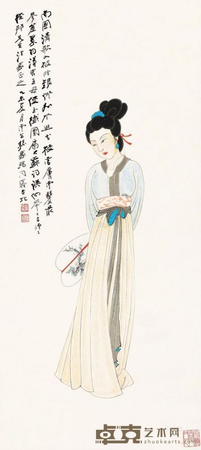 孙云生 乙未（1979）年作 仕女图 立轴 72×32.5cm