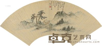 张维 壬戌（1622）年作 松声云影 扇片 18×51cm