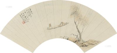 张祺 己巳（1809）年作 烟波独钓 扇片
