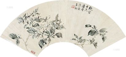 吕翔 花卉图 扇片