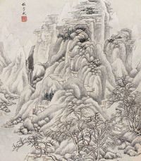 王鉴 雪景寒林 立轴