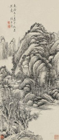 张宗苍 己巳（1749）年作 苍山雨润 立轴