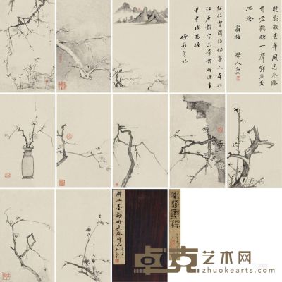 渐江 墨梅山水册 册页 （十开） 18.5×11cm×10