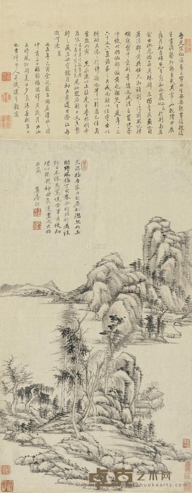 王原祁 丁亥（1707）年作 林泉高隐 立轴 71.5×38.5cm