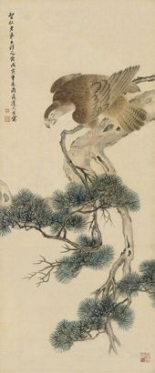 张槃 戊寅（1878）年作 松鹰图 立轴