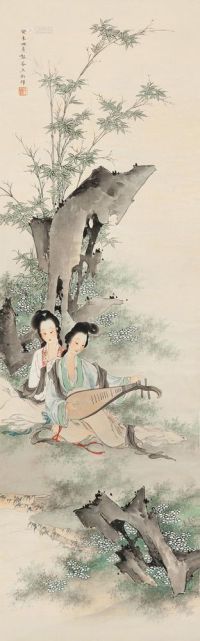 王叔晖 癸未（1943）年作 琵琶仕女 立轴