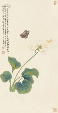 刘伯农 壬辰（2012）年作 玉簪双蝶 立轴