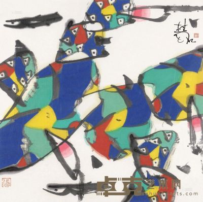 张桂铭 渔乐图 镜框 69×70cm