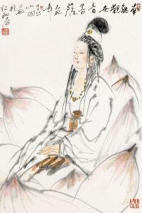 吴山明 乙丑（1985）年作 慈航普渡 镜框