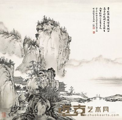 苏小松 癸巳（2013）年作 烟霞楼台 镜片 68×69cm