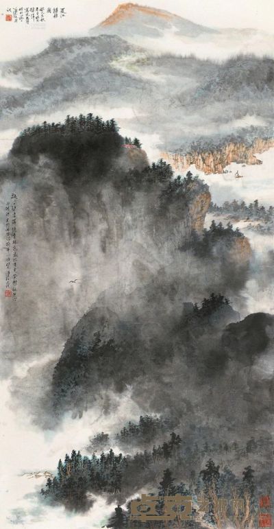 徐志文 癸巳（2013）年作 夏江归棹 镜片 133×70cm
