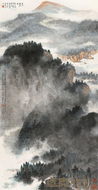 徐志文 癸巳(2013)年作 夏江归棹 镜片 133×70cm