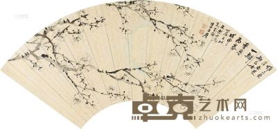 李方膺 戊申（1728）年作 墨梅图 扇片 17×47cm