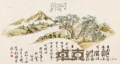 黄均（古） 丙戌（1826）年作 松溪书屋 扇面 17.5×53.5cm
