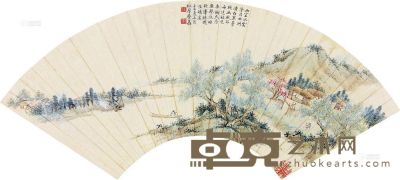 蔡嘉 壬午（1762）年作 山空水静 扇片 18×53cm