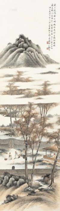 张震 丁巳（1977）年作 红树醉秋光 立轴