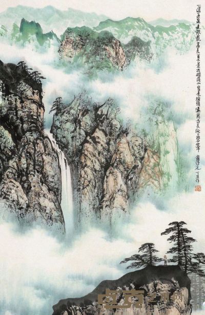 黄纯尧 丁丑（2007）年作 百丈飞瀑 镜片 83.5×54.5cm