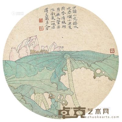 吴静 十里荷香 镜片 29×29cm