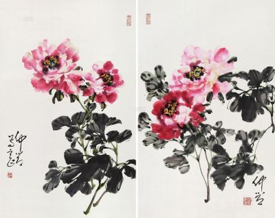 邵仲节 花卉 （两帧） 立轴
