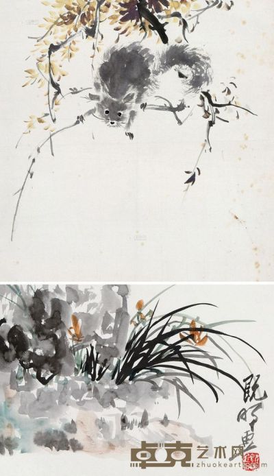 刘既明 花卉 镜片 （两开） 18×26cm；27×28cm