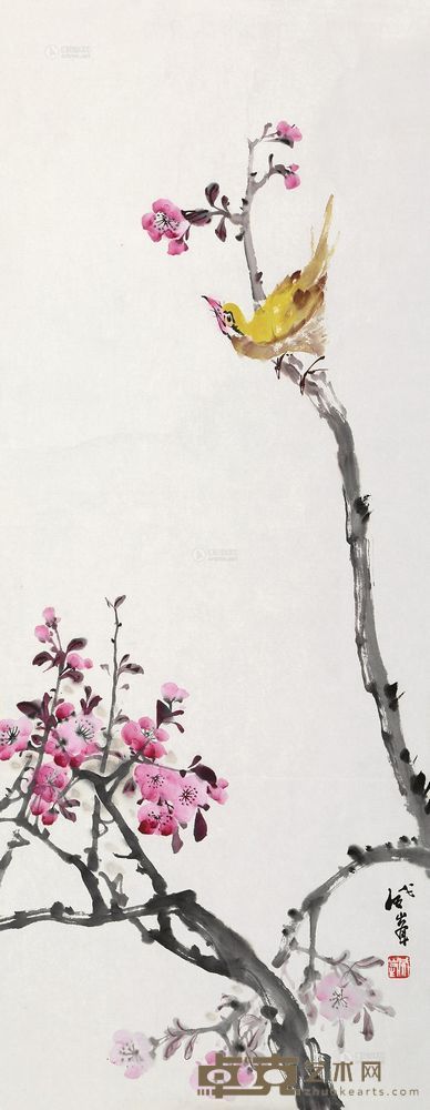 沈威峰 花鸟 镜片 38×96cm