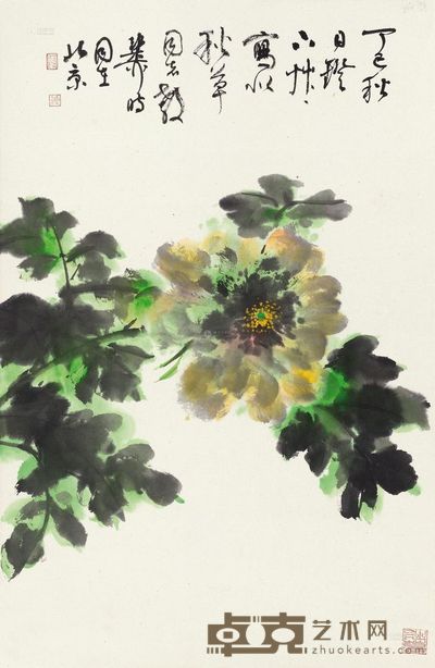 谢稚柳 1977年作 芙蓉 立轴 70.5×46cm