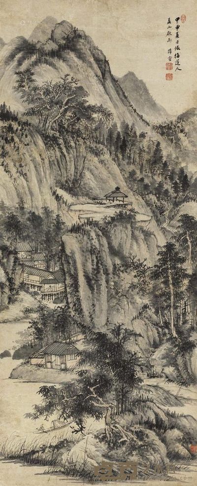 薛宣 1704年作 夏山欲雨 立轴 116.5×47.5cm