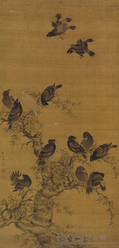 戴钦明 闹枝图 立轴 123×59cm