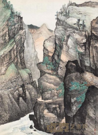 吴一峰 明月峡 镜片 66×48cm