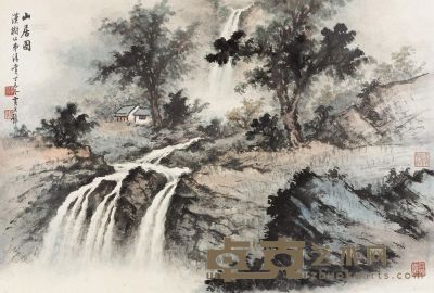 黄君璧 1977年作 山居图 镜片 40×61cm