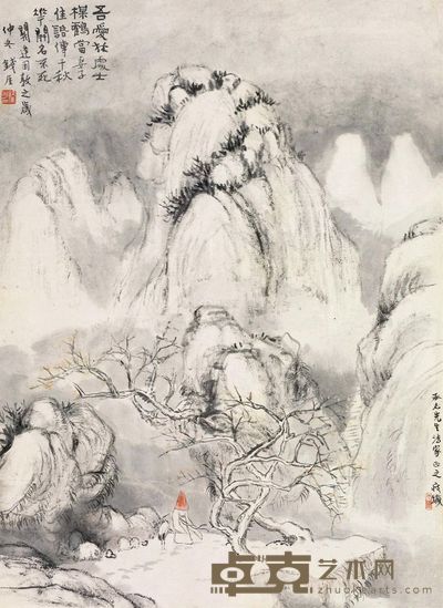 钱瘦铁 梅妻鹤子 立轴 37×27cm