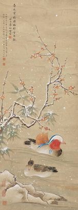 陈之佛 1948年作 雪里鸳鸯 立轴