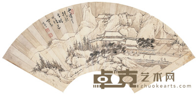 溥儒 古寺雪霁图 20×48cm