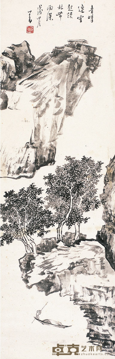 溥儒  青嶂疏林图 89×28cm