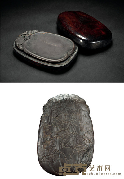 清·王祖锡藏瓜瓞绵绵随形端砚 16.5×11.6×1.4cm